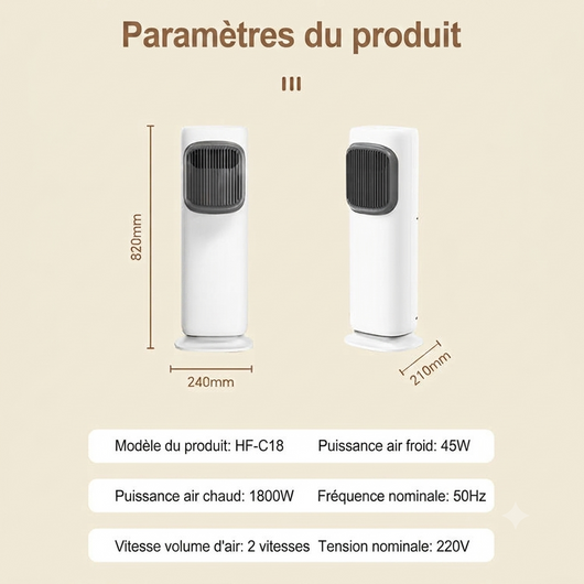 Climatiseur Mobile Portable 3-en-1 8000 BTU